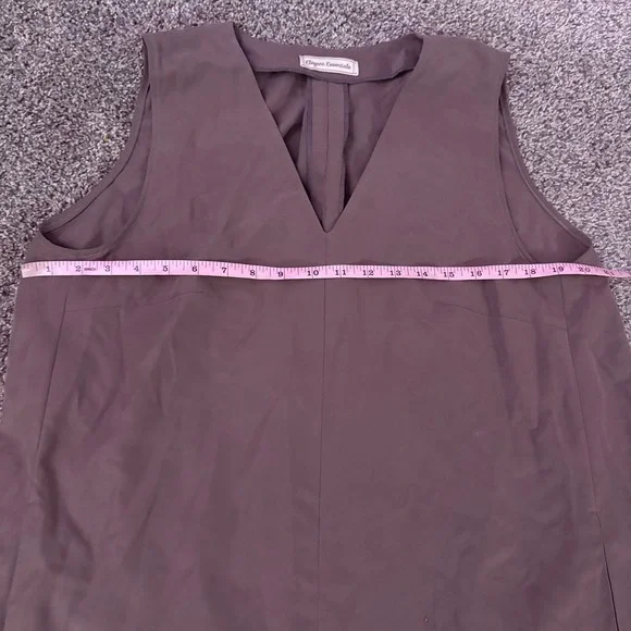 Elegant Essentials Sleeveless V Neck Tunic Dress A Line Taupe Women's - Picture 6 of 7